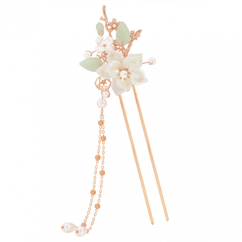 Chinese Style Camellia Flower Hair Stick Handmade