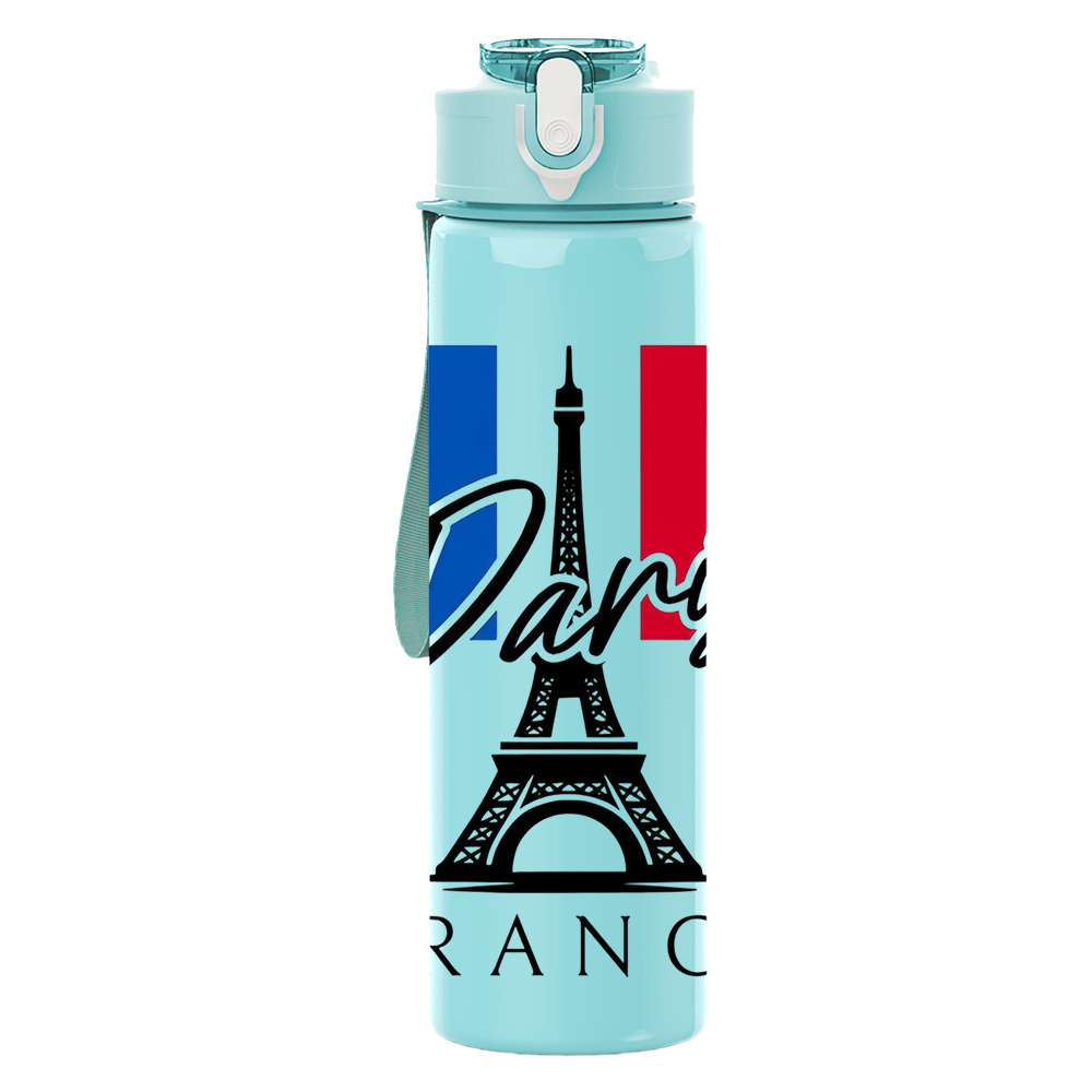 TEMU 1 bouteille d' multicolore en plastique de 750 ml/26 oz avec motif "Tour Eiffel" , couvercle à anti-fuite, pour les activités de , , le fitness,