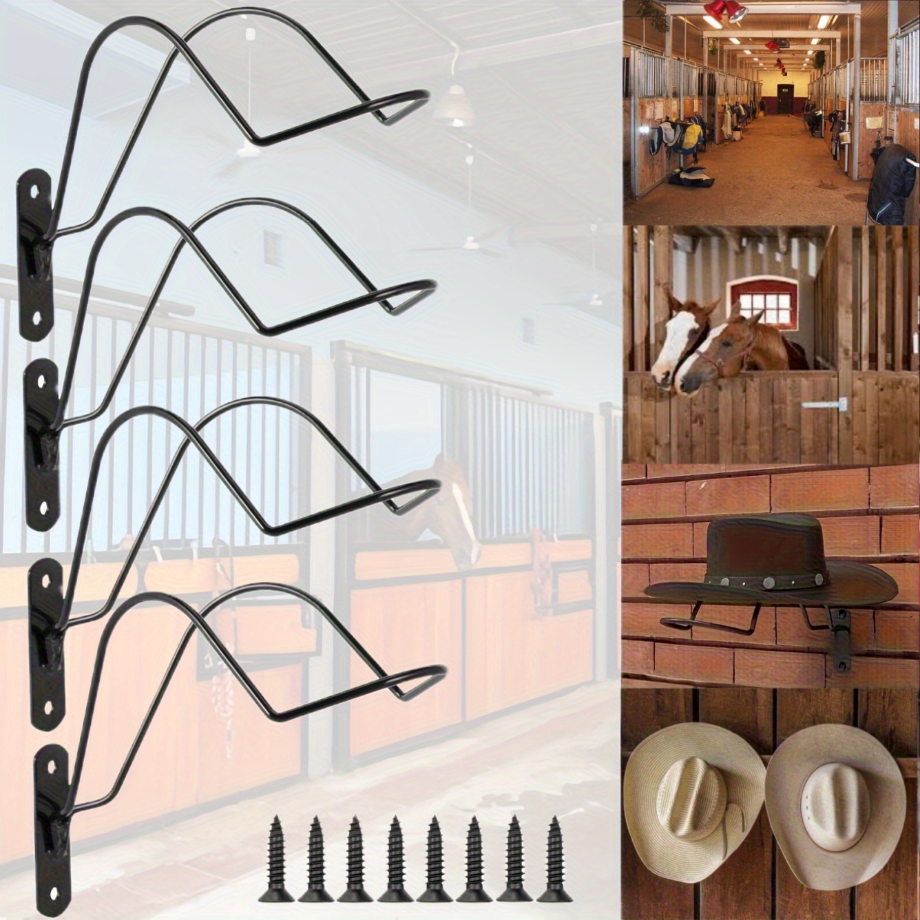 1-2pcs - 4pcs Wall-mounted Equestrian Helmet Holder, Helmet Rack Hook, Metal Stand For Hats And Face Masks, Wall-mounted Bracket