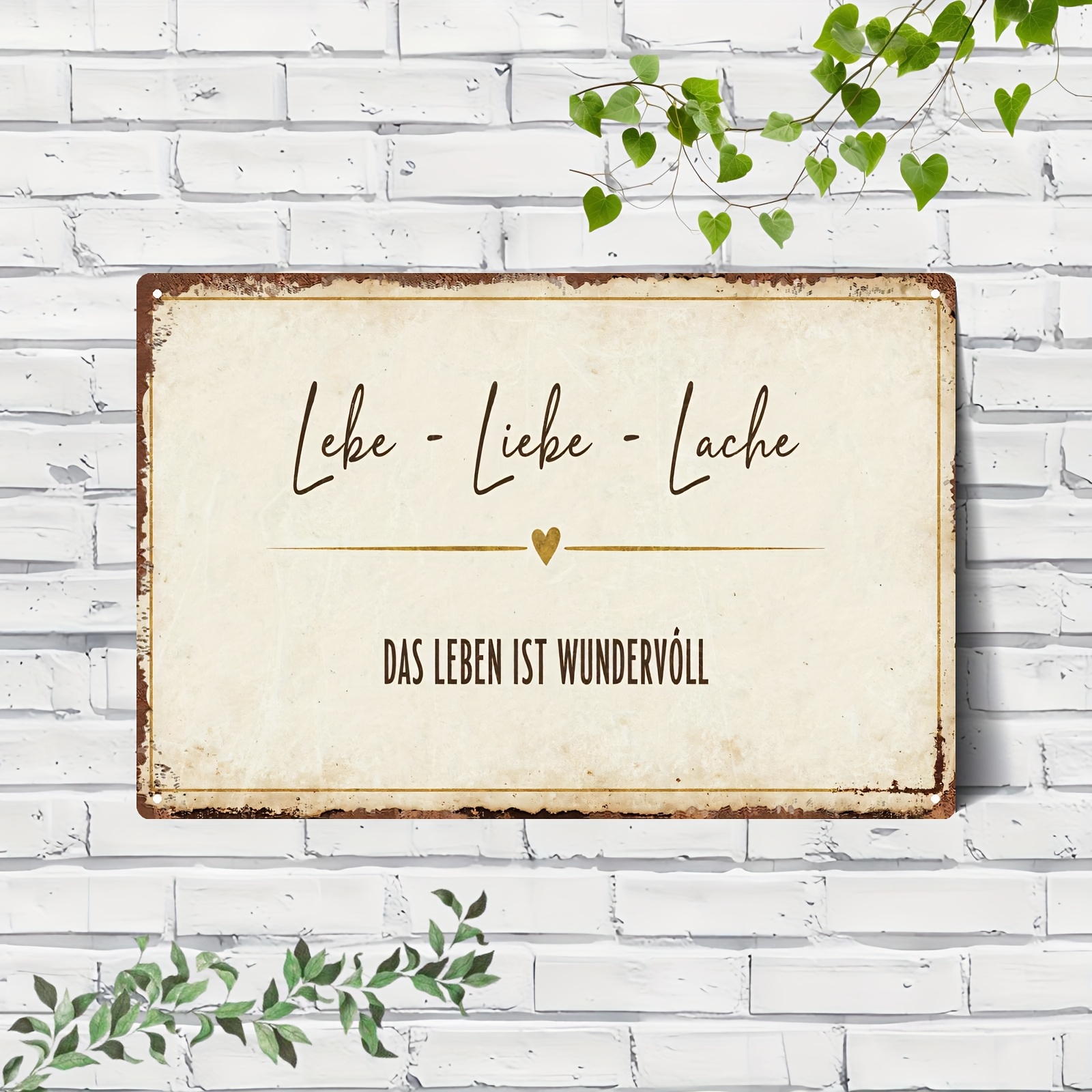 E-shop 2D Flach, 1 Stück Vintage Deutscher Spruch " Liebe Lächeln & Das ist Wunderbar" ( Liebe Lächeln & Das ist Wunderbar) Wandmontiertes