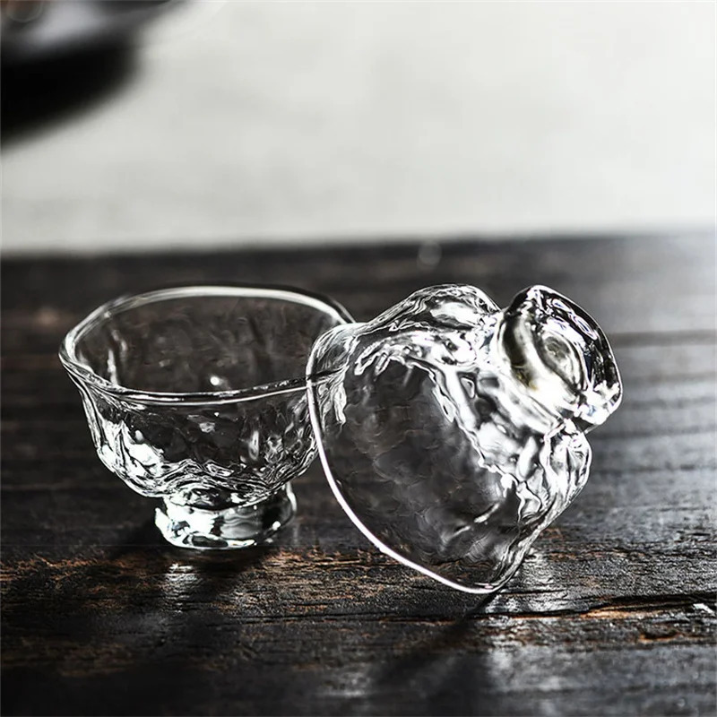 2pcs/lot Japanese Hammer Pattern 60ml Small Capacity Glass Tea Cup Tea Appreciateing Cup Fu Tea Accessories