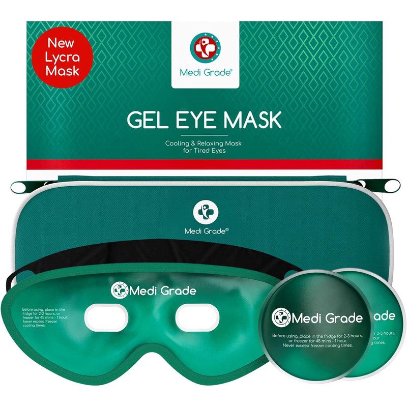 Cooling Eye Mask with Insulated Thermo-Bag & Gel Pads - Ice Cold for Puffy Eyes, Dark Circles, Wrinkles, Under-Eye Bags - Overnight & Morning/Evening Use - Soft Gel Mask for Sensitive Light, Dark Circle, Wrinkle - Long-Lasting Cold - No Fragrance