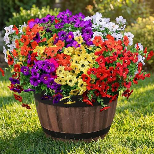 item picture 45 bundles artificial flowers for outdoors no fade outdoor flowers for spring summer resistant artificial outdoor flowers for outside and indoor planter porch balcony patio decor