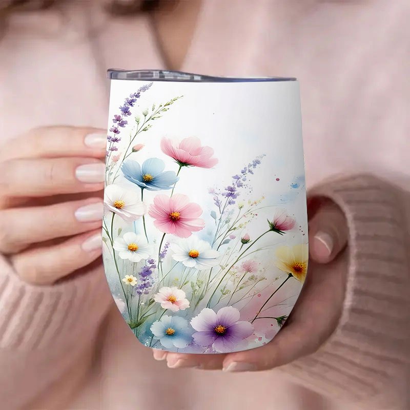Image of 12oz Stainless Steel Tumbler With Leak-proof Design - Vibrant Pattern, Reusable & Hand Wash Only, Perfect Gift Idea For , Travel Tumbler | Elegant Gift Idea | Durable Drinkware