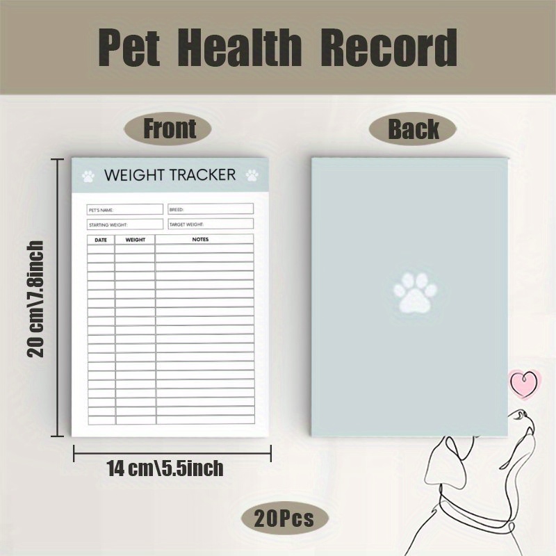 TEMU 20pcs, Pet Health Record, Puppy Record Book, Dog Vaccine Record Book, Record Booklets, Cat And Dog Pet Planner, Pet Vet Record, Dog Form