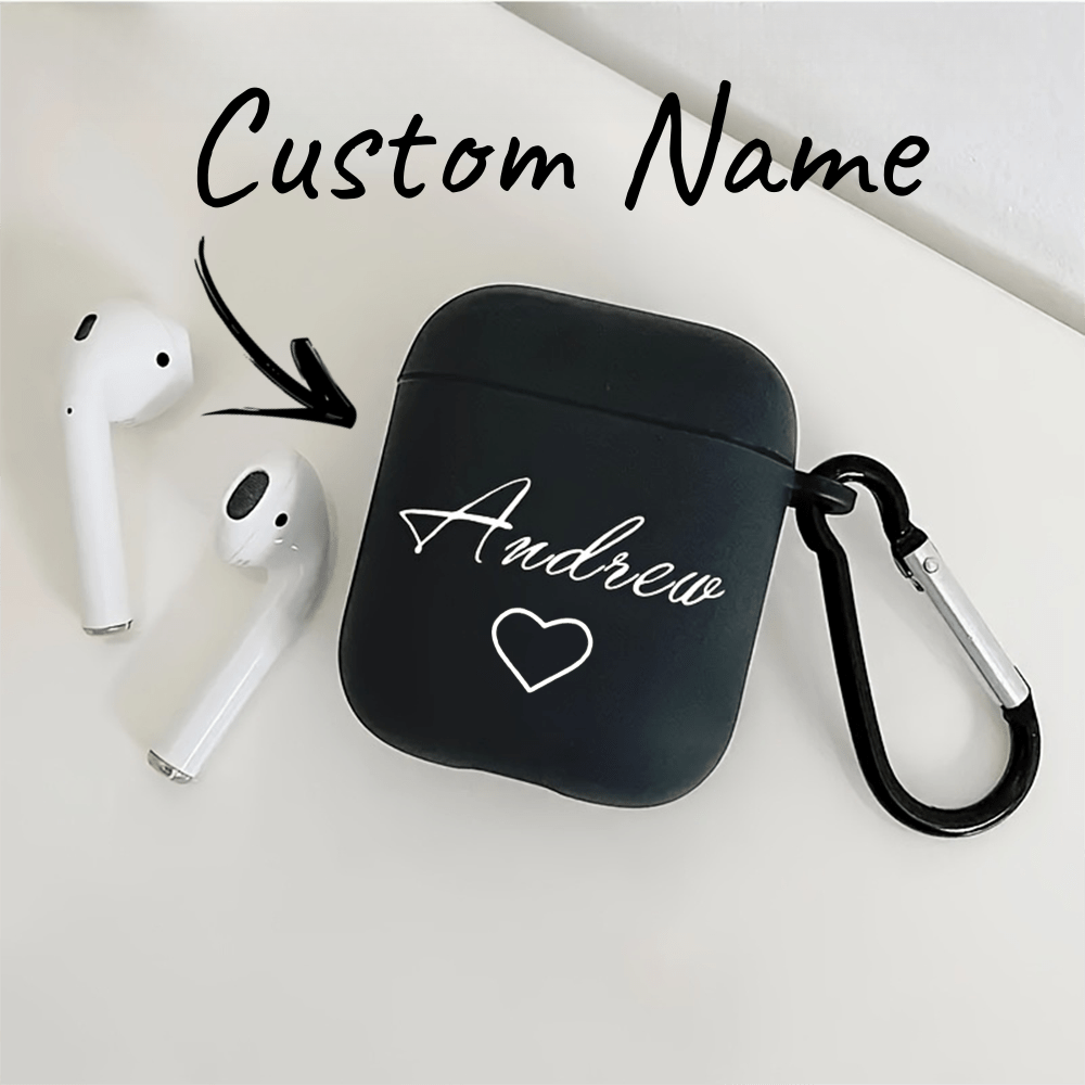 TEMU A Customizable Heart-shaped Headphone Case Compatible With 1/2/3/4/pro/pro 2/pro 3, Allowing You To Design Your Own Name On