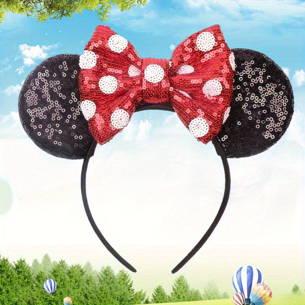 Bmobuo Mouse Ears Headband, Blue Bow Headband For Adult