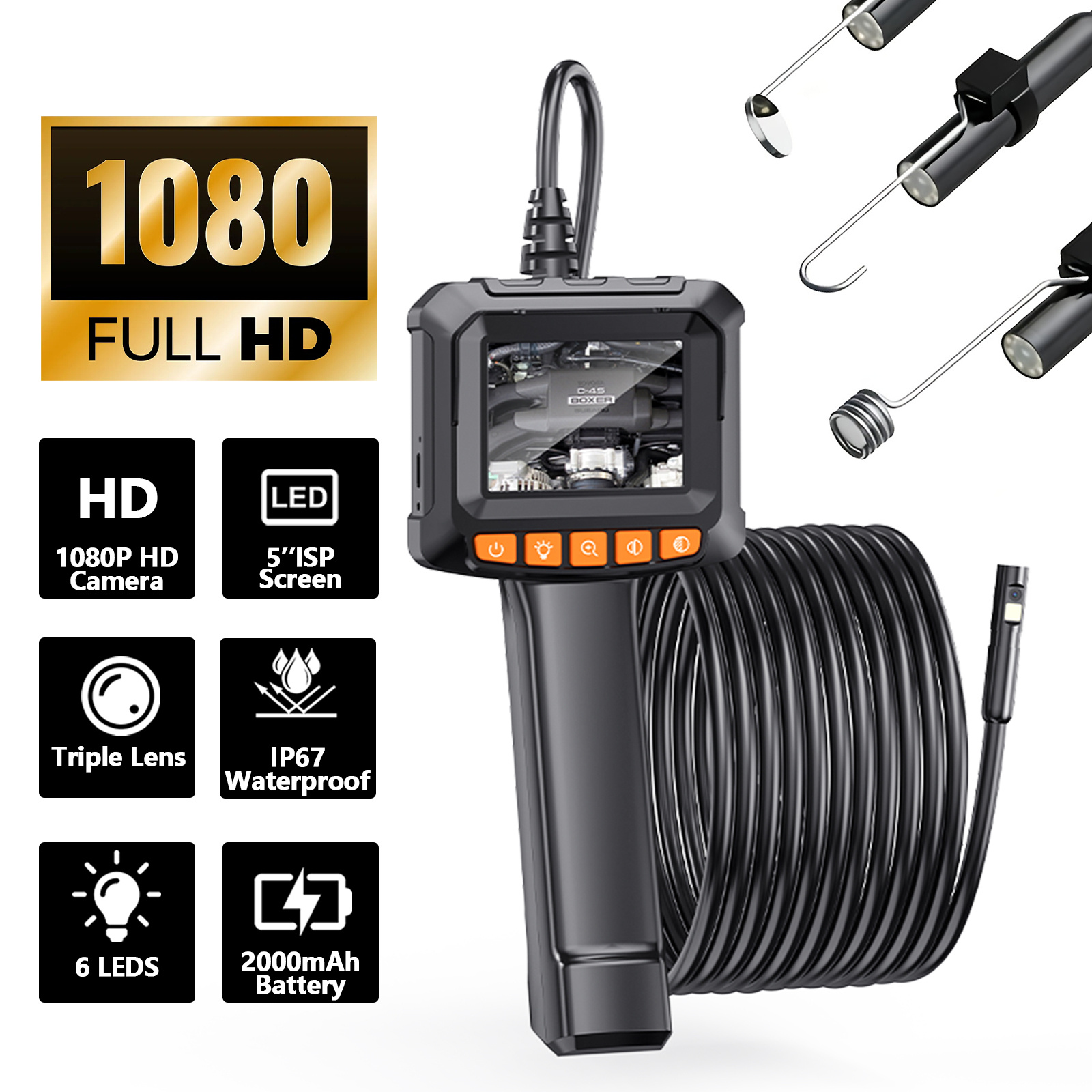 TEMU 1080p Hd Dual Lens Endoscope Camera With Light Industrial Borescope With 24 Lcd Ip67 Inspection Camera 24inch Ips Lcd Screen And 8 Led TEMU 1080p Hd Dual Lens Endoscope Camera With Light Industrial Borescope With 24 Lcd Ip67 Inspection Camera 24inch Ips Lcd Screen And 8 Led