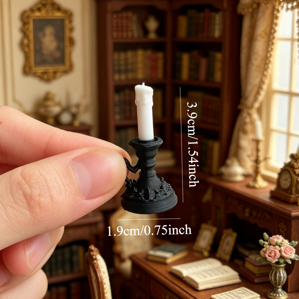 TEMU Mini Simulation Bougeoir Modèle 1:12 Maison de Poupée Vintage Nostalgique Mobilier Miniature