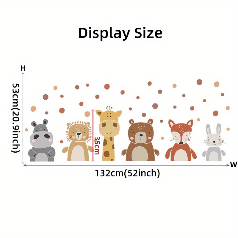 Self-adhesive Wall Stickers Featuring Giraffes, , , And Foxes With Polka Dots, Perfect For Room Decoration And Party Backdrops