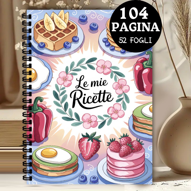 TEMU 1pc, Italian Recipe Book, 104 Page Blank Kitchen Notebook, Spiral Binding, Perfect Gift For Family Chefs, Record Your Recipes, Cartoon Style ,