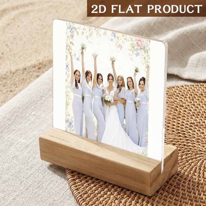 TEMU 2d Flat, Decorative Signs And Plaques- 2d Flat- 1 Personalized Acrylic Photo Frame, Custom 2d Flat Photo Acrylic With Wooden Base Decoration,