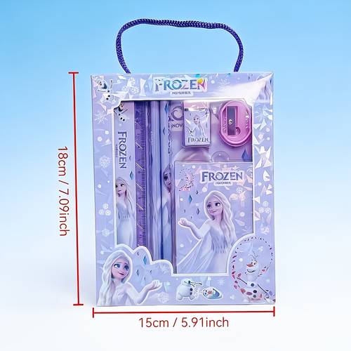series stationery set 2026 student with pencil sharpener back to school stationery gift set ruler pencils eraser and mini sharpener creative princess cartoon art supplies gift box ideal for new