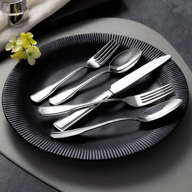 20pcs stainless steel silverware set 1810 flatware cutlery dishwasher safe varnished tableware for use forks knives spoons and chopsticks restaurant tableware elegant tableware durable cutlery Product details 6
