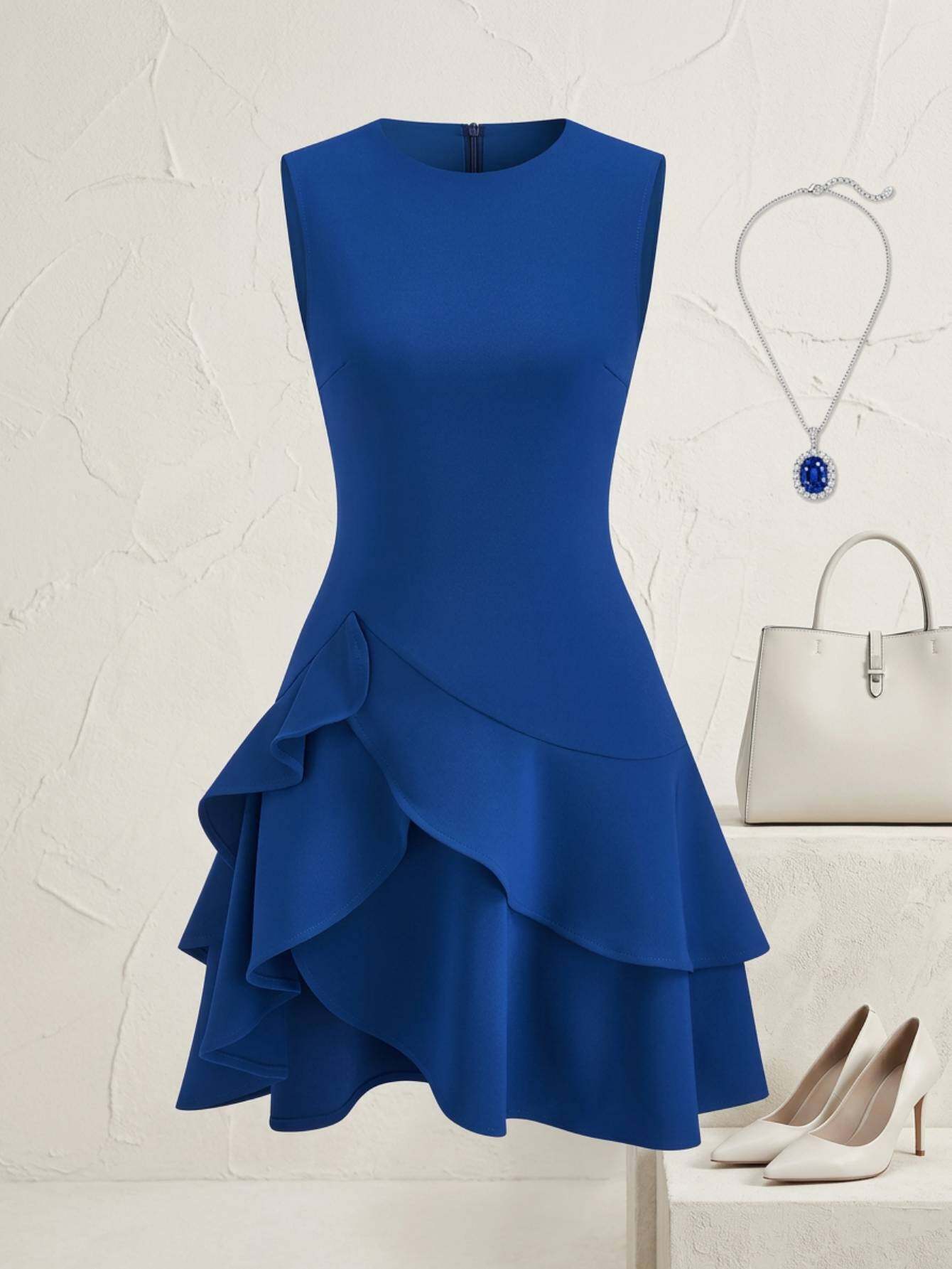 princess polly baby blue dress Blue Print Pleated Satin Formal Dress 38722