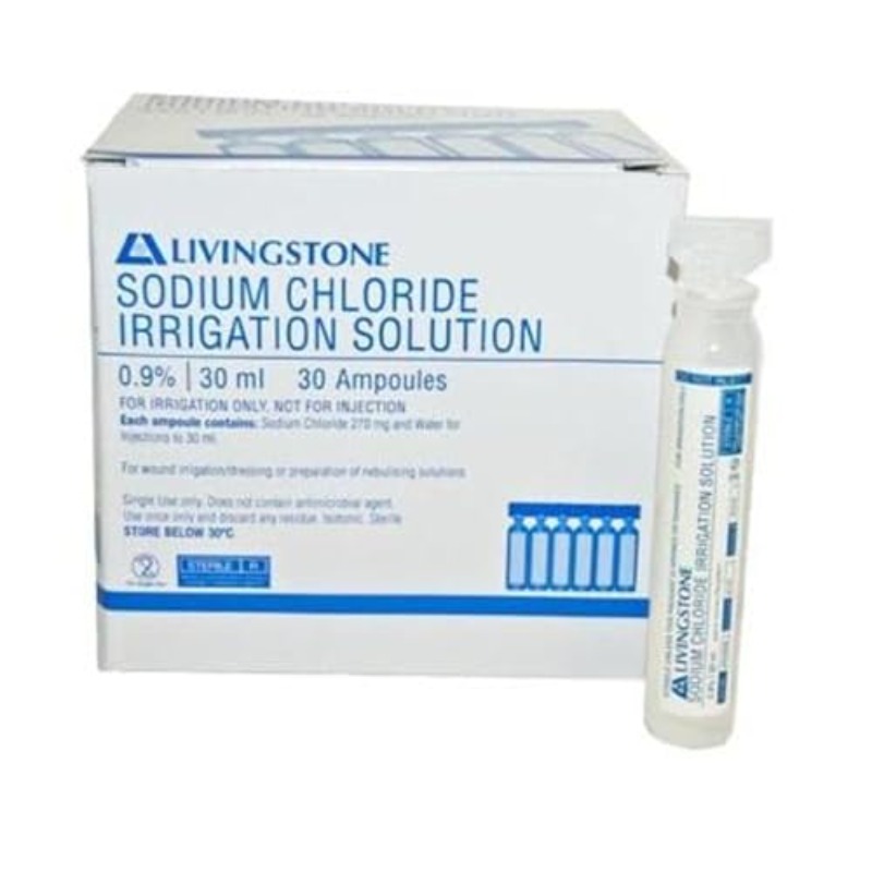 Livingstone Saline Eyewash and Wound Irrigation Sterile 30ml, First Aid Essentials, Portable Solution, Disposable Container, Gentle On Light Beige, Medicalgrade Solution, Irrigation Fluid, Sterile Eye Wash, Eye Care Patients