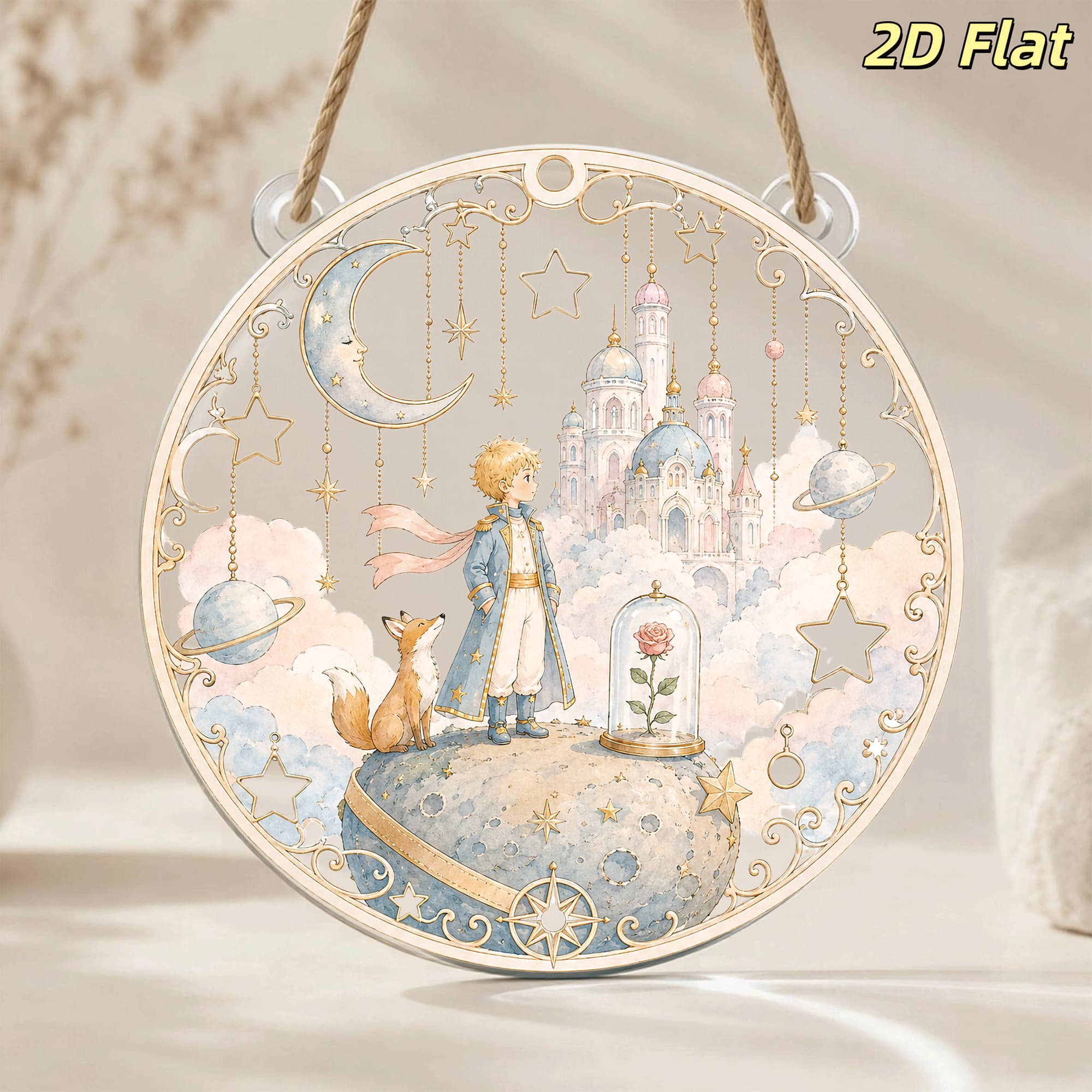 TEMU 【商品名】2D、2D | 商品：「なアクリル製ウォールデコ、カップル/友達向け - 、キツネ、城、寝室/書斎に最適なデザイン」