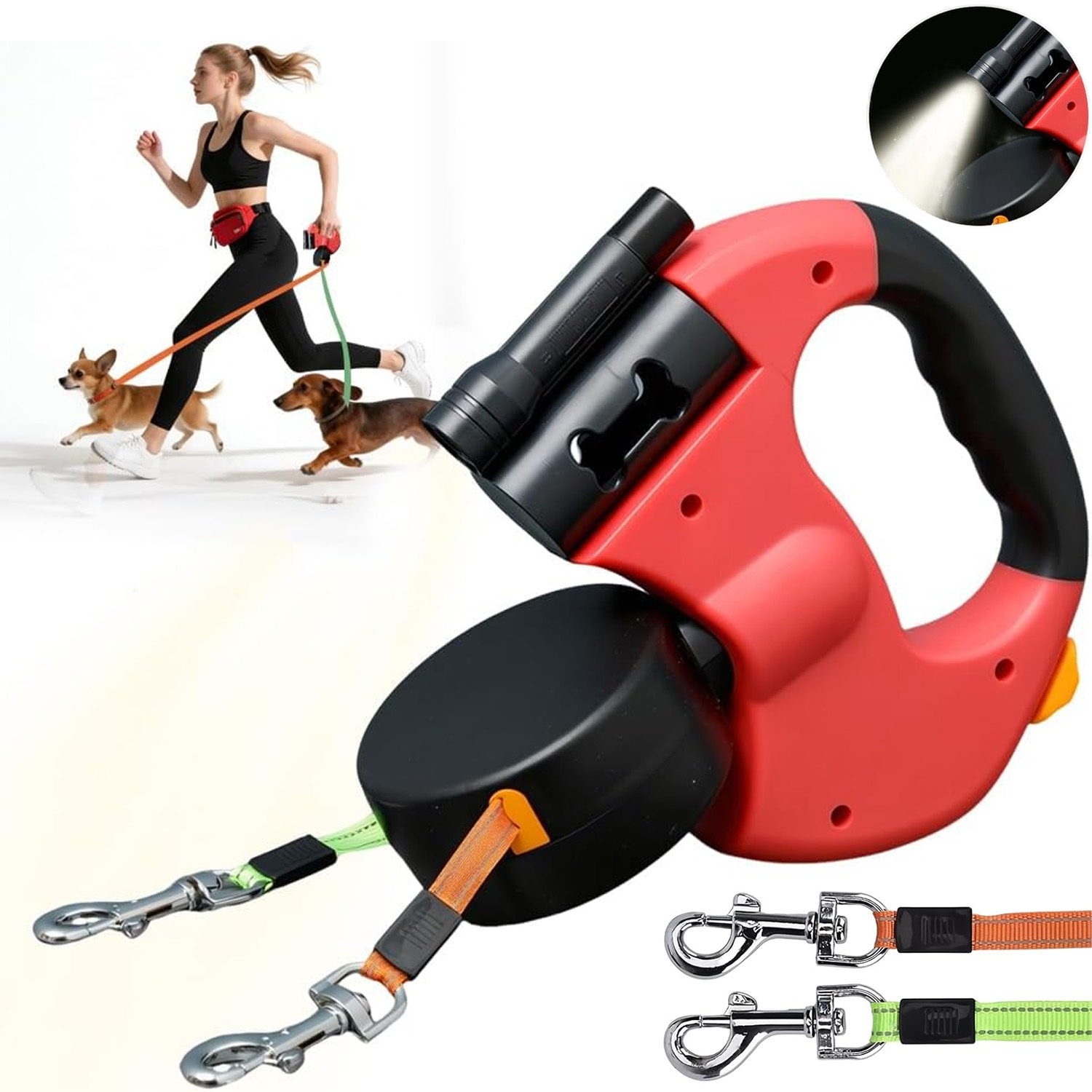 Leash, For Walking Dogs Ergonomic Handle Length Adjustable With Strong Nylon Tape