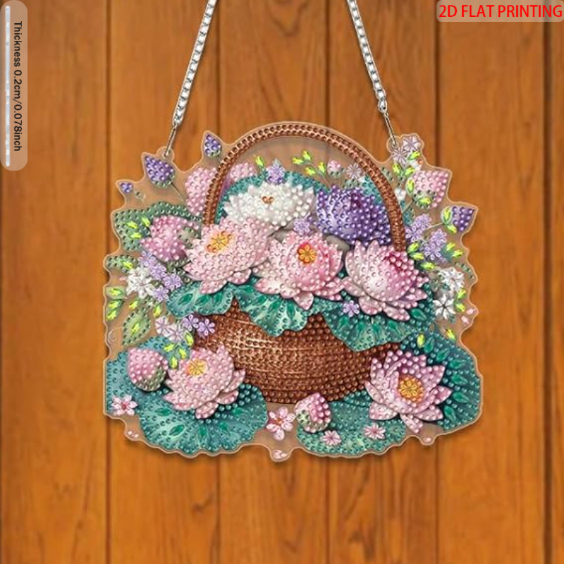 Flower Basket for Lotus Pattern Hanging Diamond Painting Kit