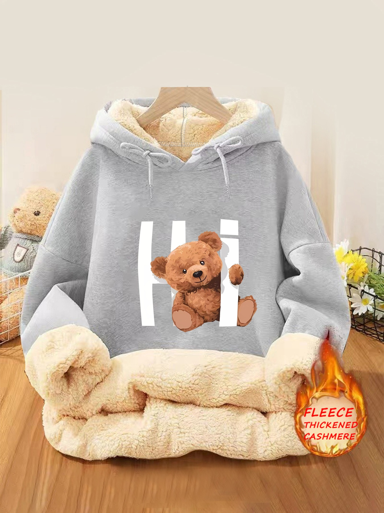 Teddy Hoodie Women's Hoodie With Fur Inside Cozy Women's