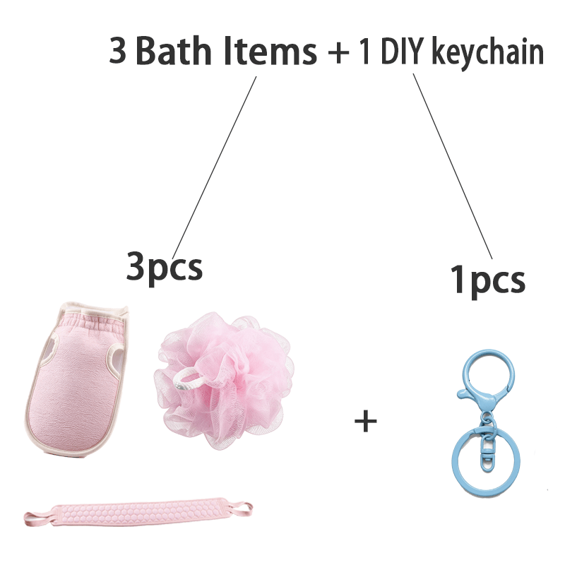 TEMU Juego de de herramientas exfoliantes para baño, correa exfoliante para la espalda, guante de baño, bola de ducha, para colgar para secado fácil,