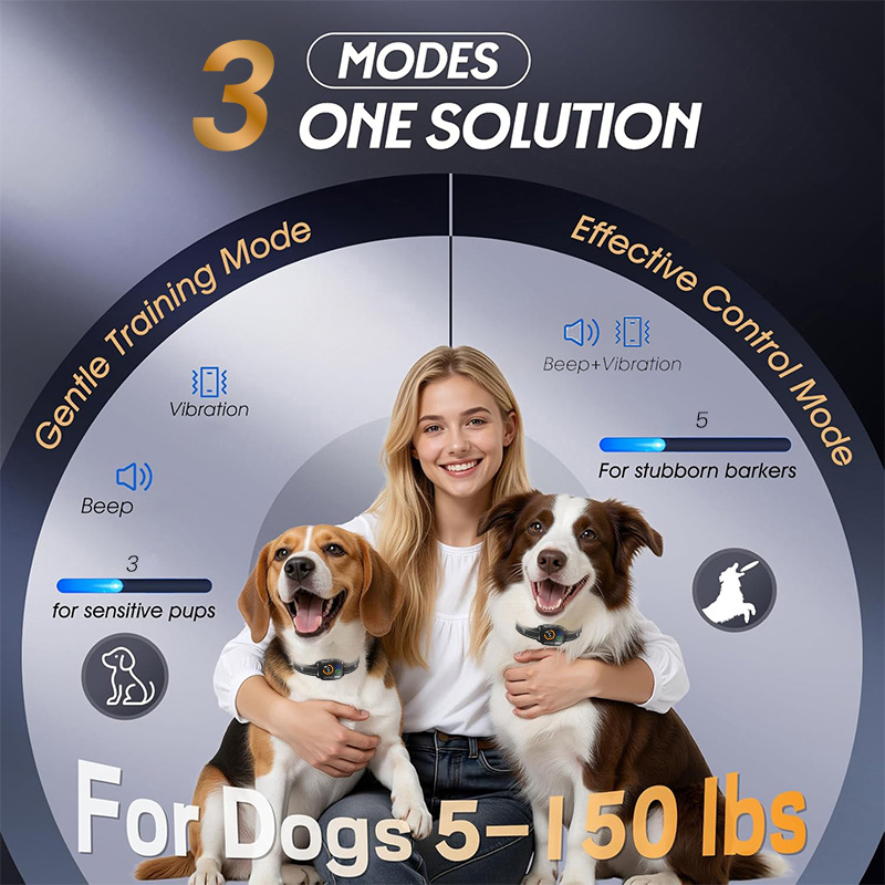 Dog Bark Collar Smart No Shock Training Collar for Medium Large Dogs, 6 Sensitivity Levels, Beep And Vibration Modes, Automatic Bark Detection, Rechargeable Humane Dog Training Device, Safe Behavior Correction Collar for Indoor Outdoor Use - Image 8