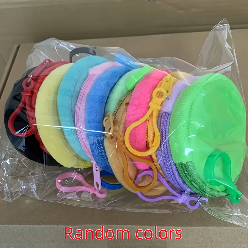 TEMU 12pcs Random Colors Mini Coin Purses, Colorful Polyester Change Pouches, With Small Zipper Coin Storage Bags, Elegant Style, Plain Solid Colors,