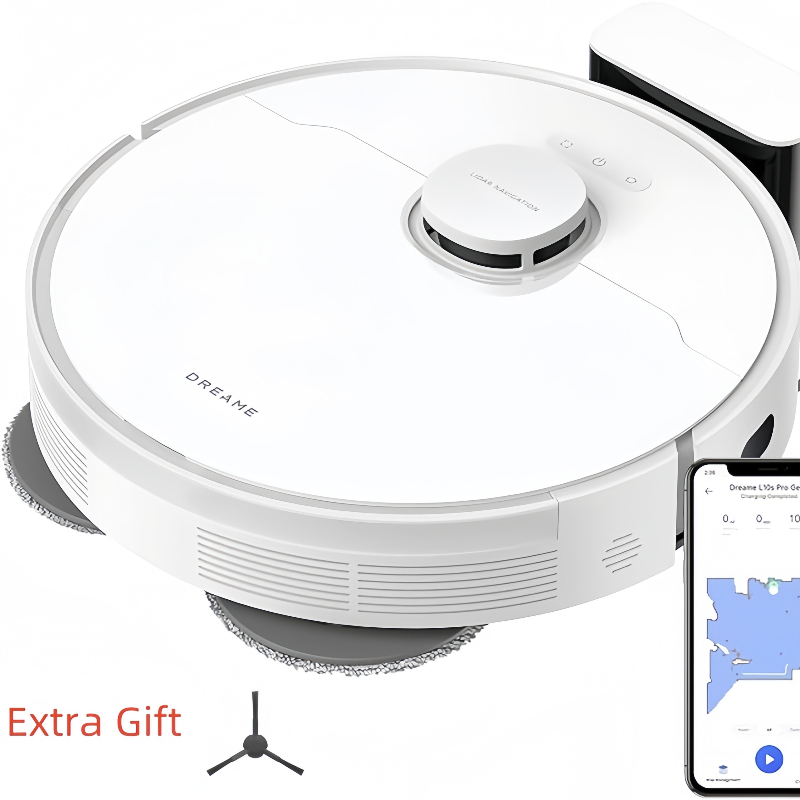  l10    plus com escova lateral extra, aspirador e   robô inteligente,   de sucção pre max de 13000pa,   duoscrub de lavagem,   automática do mop de 7mm, limpeza   de carpetes, bateria de 5200mah