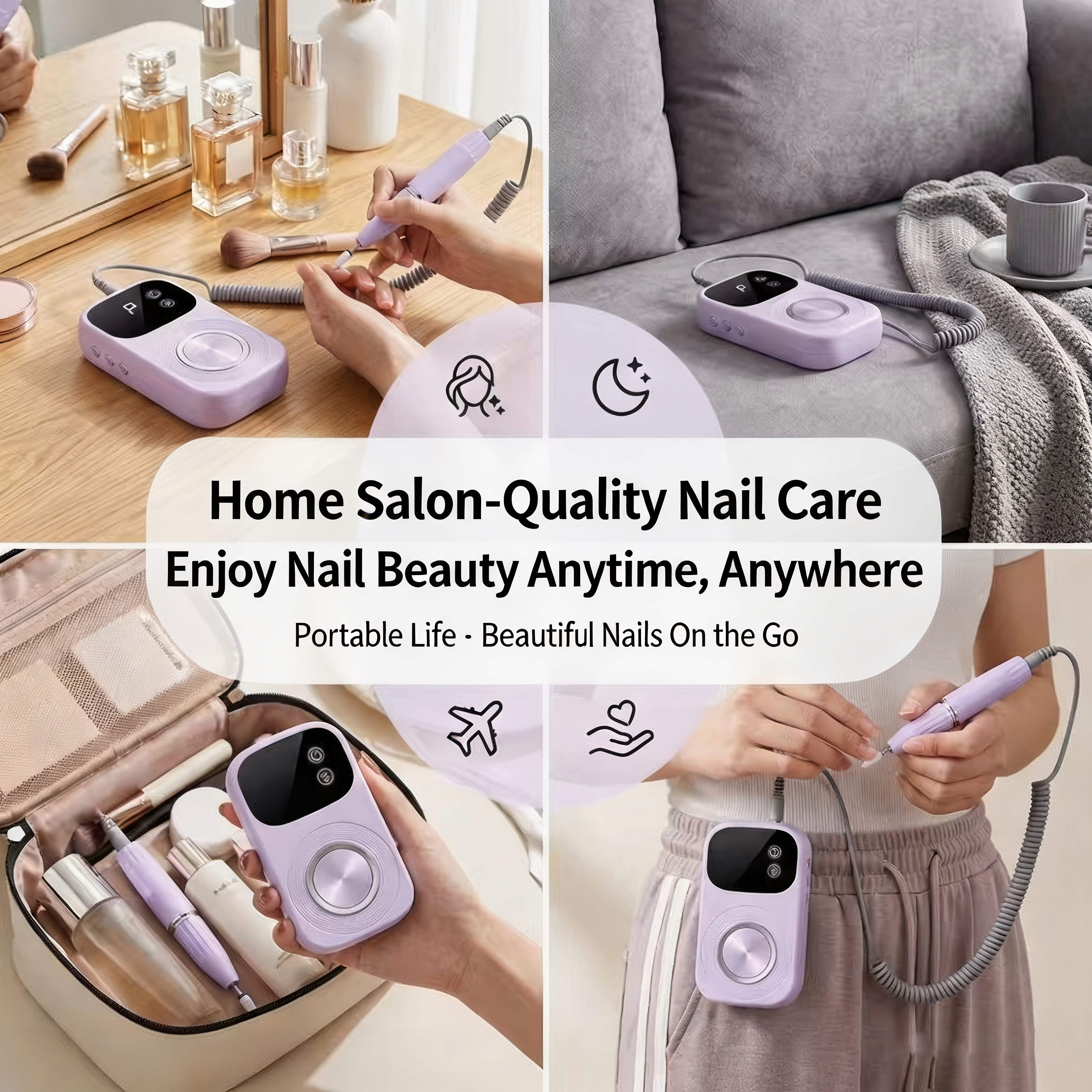 Portable Electric Nail Drill with Nail Lamp, Professional Set