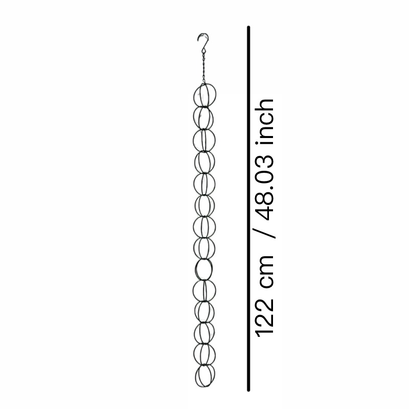 E-shop Schwarze runde Regenkette, Eisenringförmige Regenkette, Schwarz pulverbeschichtete dekorative Regenwasser-Erntekette aus Aluminium, Geeignet