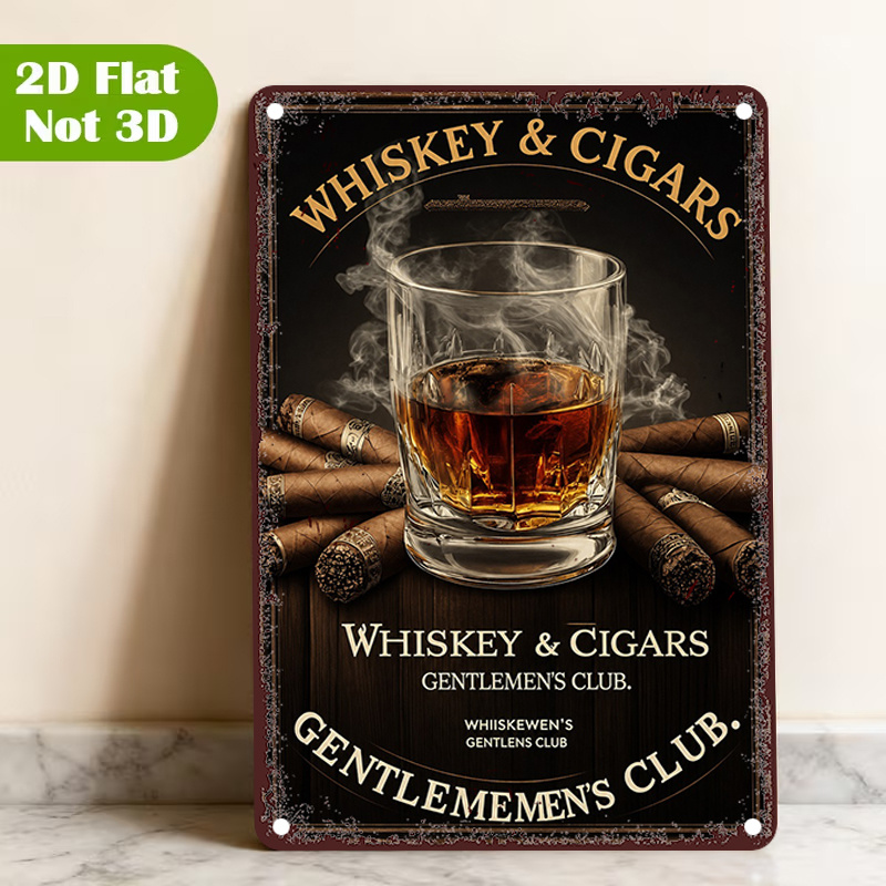 TEMU 2d Flat 1pc Whiskey Poster Signs, Club Metal Wall Art Print Metal Sign Decorative Painting, Metal Sign, Sign Poster, 20x30cm