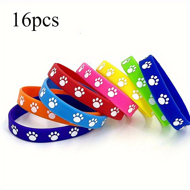 16/40pcs Pet Theme Birthday Party Soft Bracelet, Animal Paw Printing Dog Paw Bracelet, For Pet-themed Activities, Team Building Activities, Birthday Events, Memorial Parties