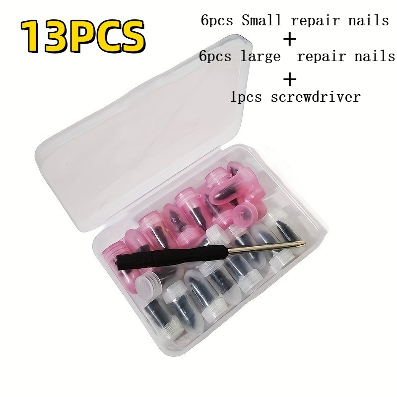 TEMU 13pcs Tubeless Tire Repair Rubber Nail Set: Includes 12 Repair Nails And 1 Screwdriver, Suitable For Quick Tire Repair Of Cars, Motorcycles,