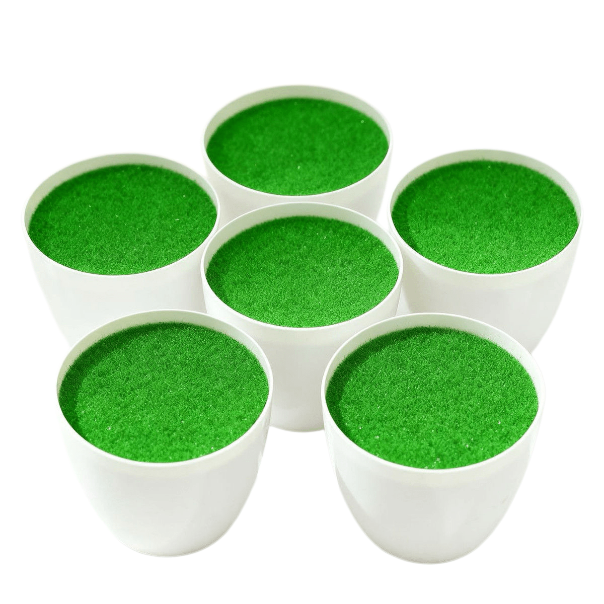 12pcs Set (6 Flower Pots And 6pcs Of Foam) Modern Minimalist White Plastic Flower Pots, With And Versatile Shape, Lightweight And Durable Texture. With Artificial Grass
