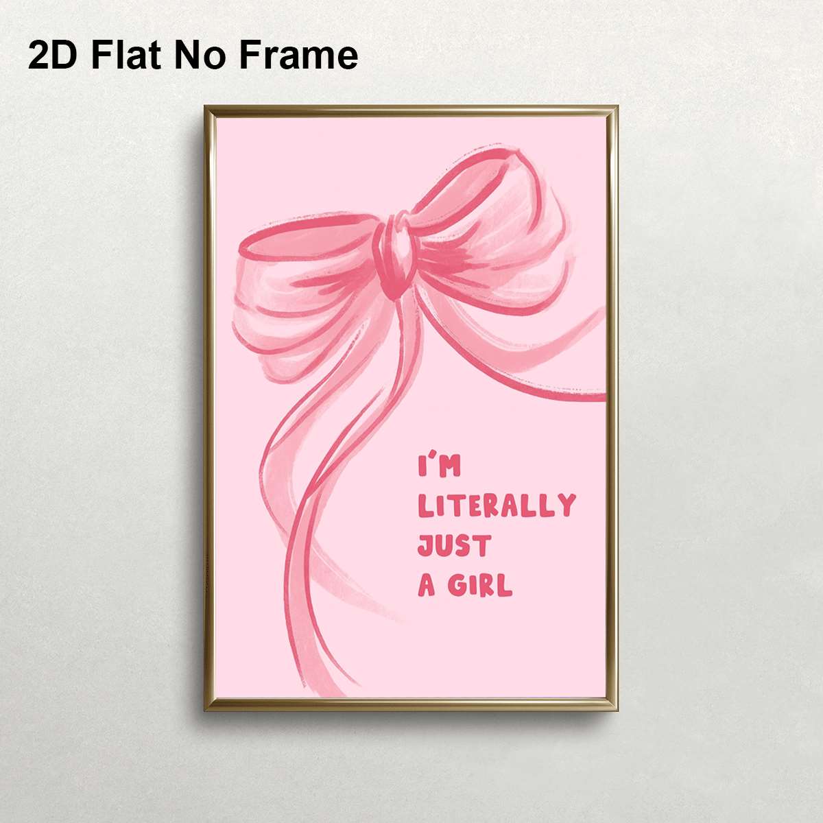 TEMU Poster sur Toile Cadre 2D Plat 1pc, Nœud Rose et Texte ' Littéralement Une Fille', Impression de Mode Féminine, Peinture sur Toile d'Art Mural,