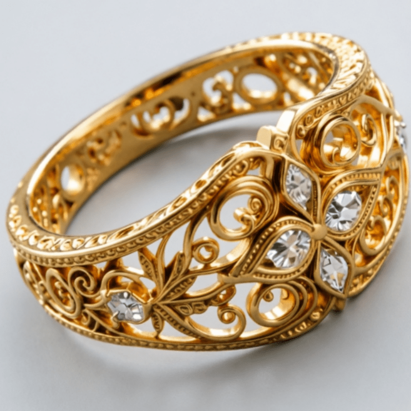 Elegant Copper Fashion Ring with Hollowed-Out Floral Design