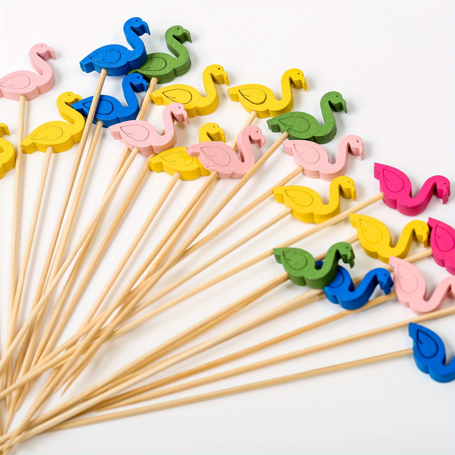 50pcs Flamingo Bamboo Cocktail Picks - Colorful Floral & * Toothpicks for Fruit, Appetizers, BBQ, and Party Supplies