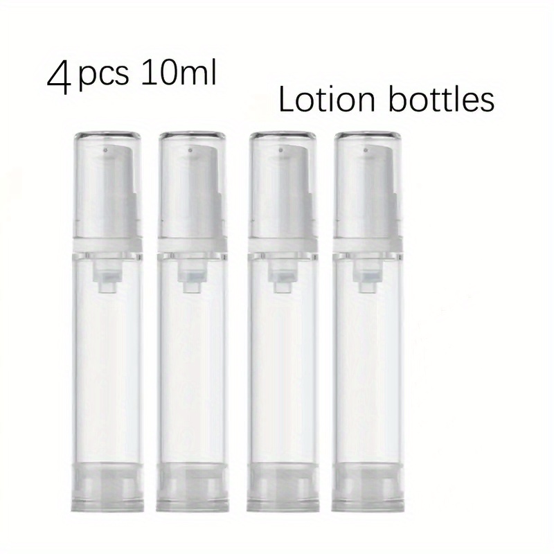 E-shop Set mit 4 Airless Pumpflaschen, ideal für Cremes und Make-up - 0.17 Oz/0.34 Oz, wiederverwendbare, auslaufsichere Reisebehälter, phthalatfrei
