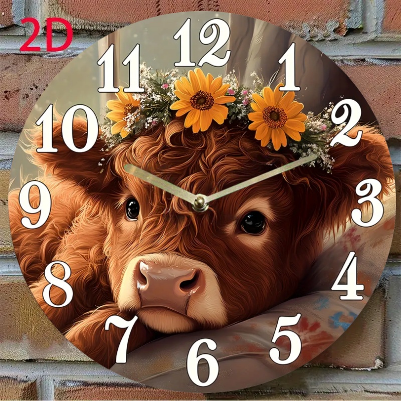 TEMU Country-style Head Sunflower Wall Clock - Battery-operated, , Suitable For Living Rooms, Bedrooms, Homes, Or Outdoor Cottage Garden Decor,