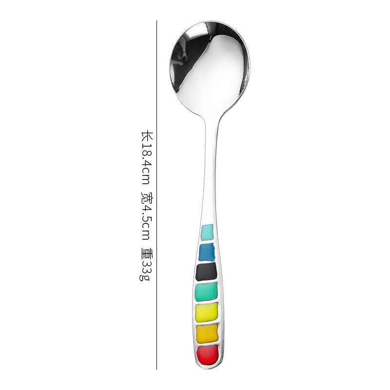 E-shop Leuchtende, emaillierte Edelstahl-Löffel, für Suppen, Desserts und Eis, ideal zum Servieren von Gewürzen, Tee, Kaffee und Zucker, was sie zu