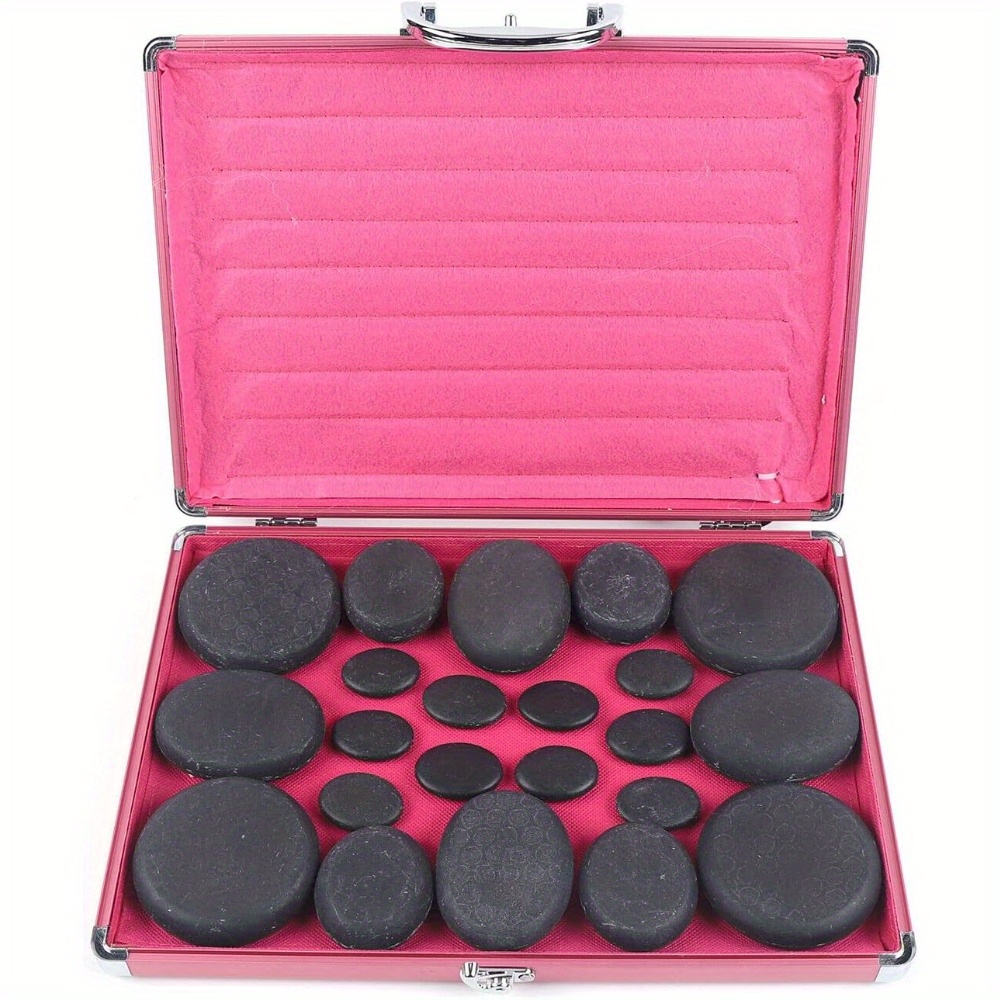 TEMU 20pcs Massage Stones Gemstone Spa Stone Foot Massage, Pedicure Stones Kit For Body Massage, Stones In Heated Box Massage Kit
