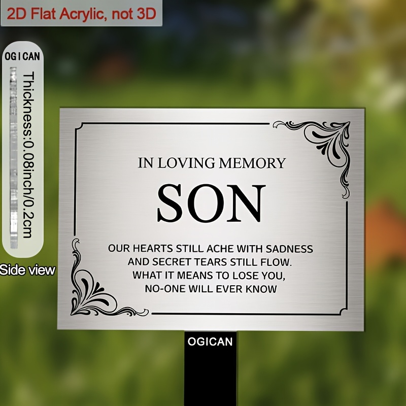 TEMU 2d Flat, [2d Flat] 2d Plane - 2d Plane Sun Memorial 2d Plane Acrylic Garden Stake | Sand-grip Silvery Design, "in Loving Memory" Quote