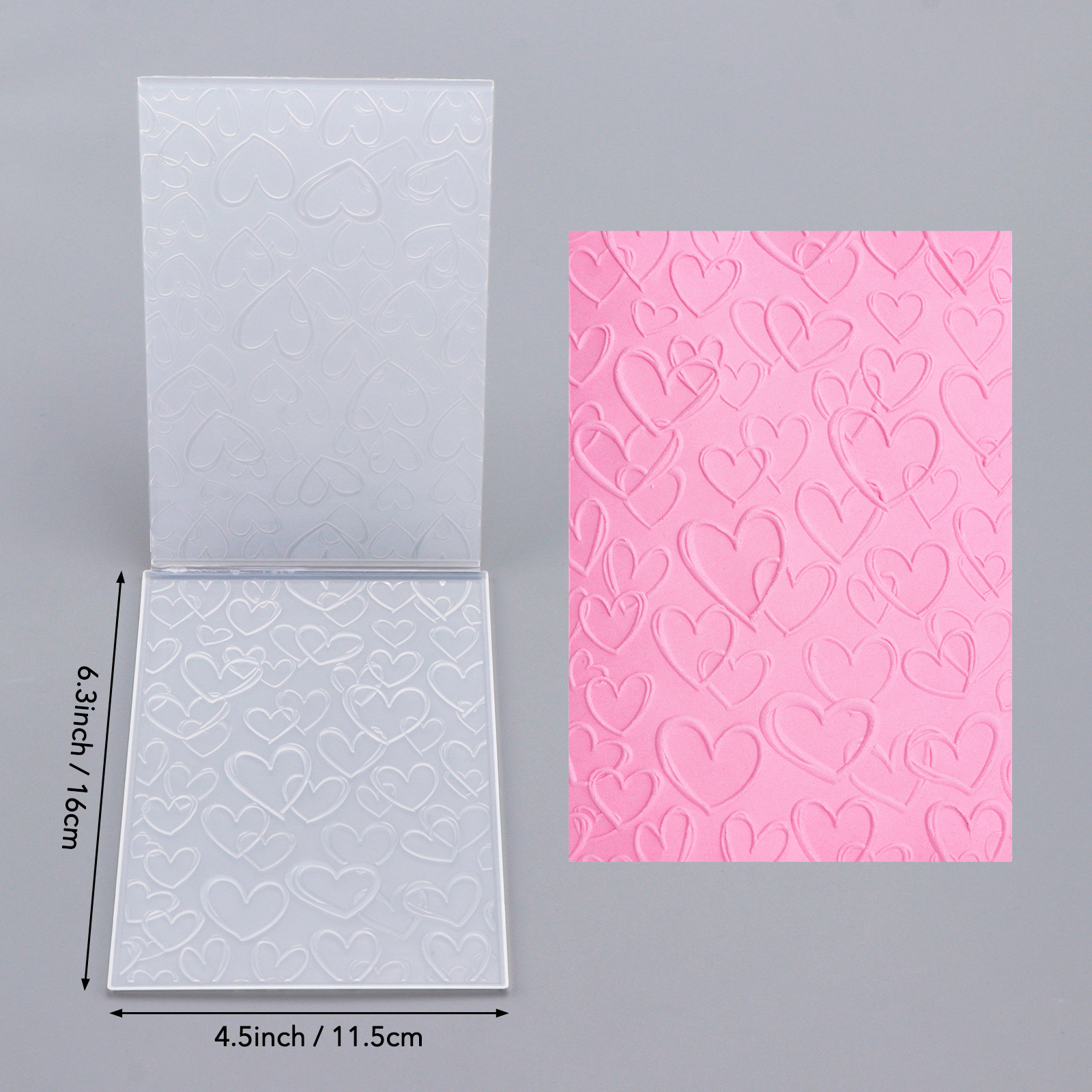 Image of Valentine's Day Heart 3d Embossing Folder, Transparent Plastic Embossed Templates For Diy Wedding Card Backgrounds Making & Scrapbooking Crafts Stencil Art Decoration School Office Supplies