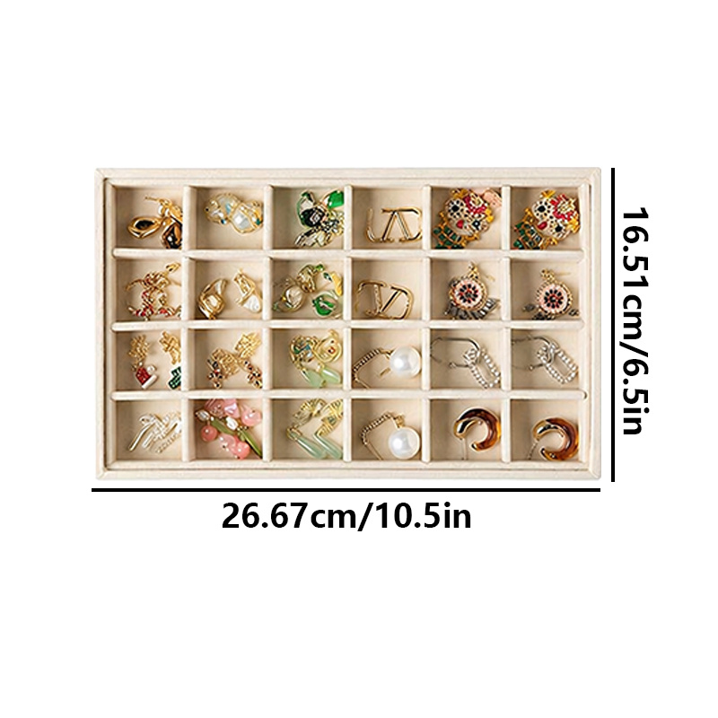 2pcs Set Stackable Jewelry Tray with Glass Cover
