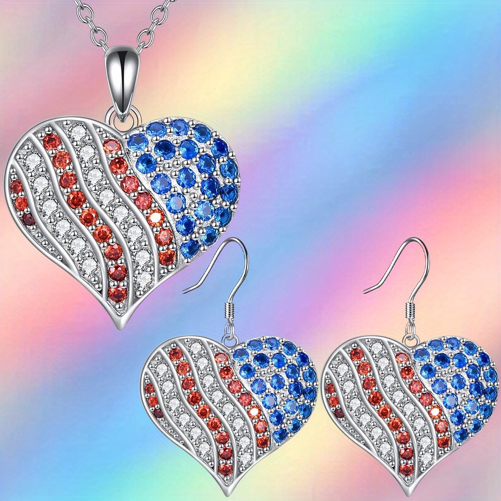 Stylish Heart-shaped Pendant Necklace Earrings As Family Gathering Gifts Red, Day, Valentine's Day, Anniversary, Birthday Party, Holiday Gifts, Jewelry