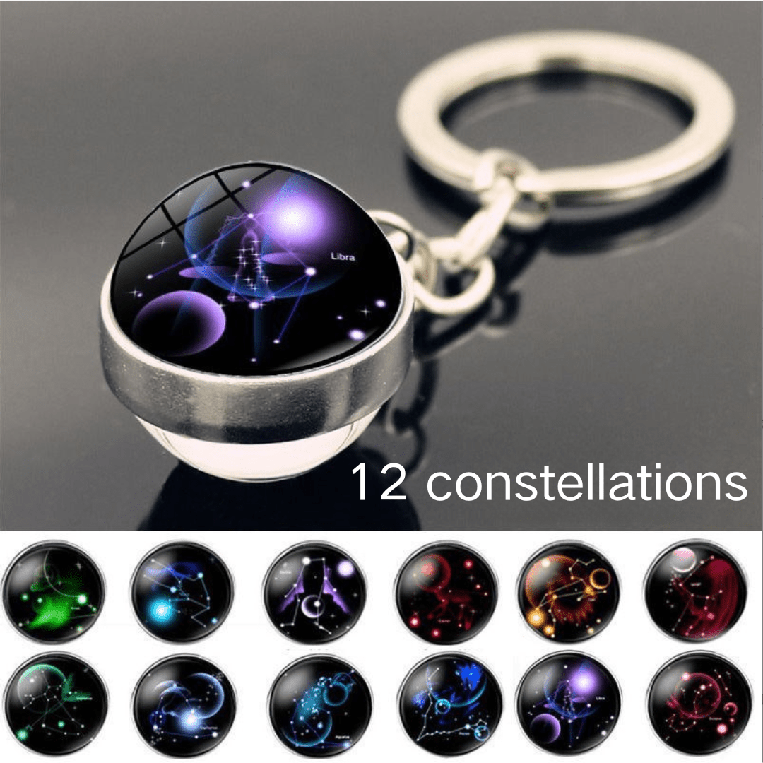 1pc constellation keychain zodiac metal key ring purse bag