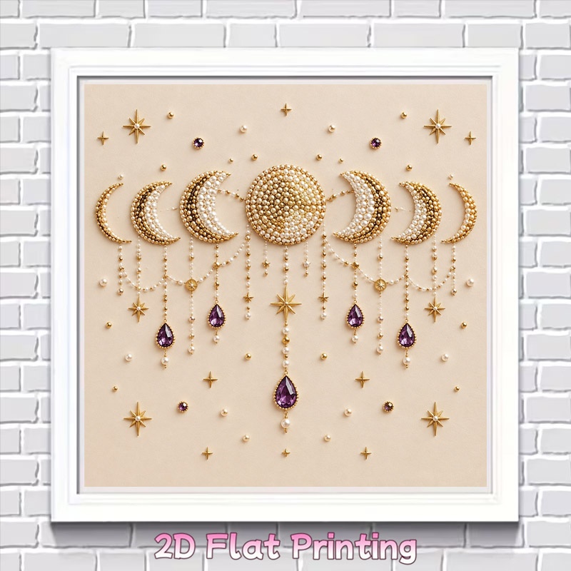 TEMU 2d Flat Print Diy Pearl Diamond Painting Kit, Luxurious Celestial Gemstone Pattern, Size 25x25cm/9.84x9.84 Inches Craft Set, Relaxing Handmade