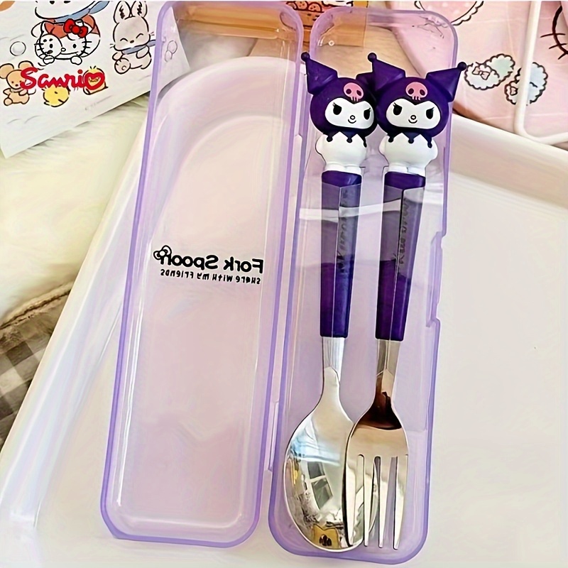           stainless steel cutlery set 2pcs flatware set polished surface cute cartoon spoon and fork set suitable for travel and home use Product details 0