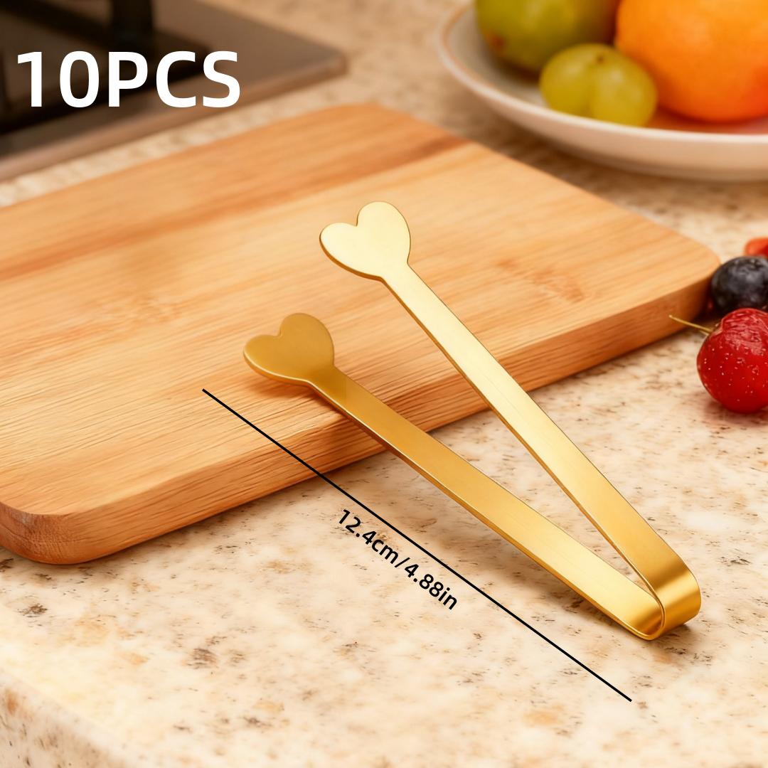 TEMU 4/6/10pcs Of Golden Stainless -shaped Sugar Tongs, Tongs, Sugar Cube Tongs, Dishwasher Safe, Sturdy And Durable, Suitable For Cheese Boards,