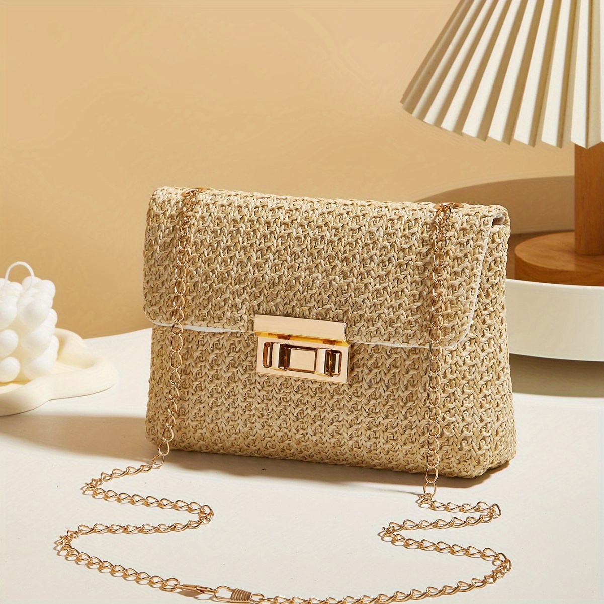 trendy woven straw crossbody bag women chic khaki cream Temu